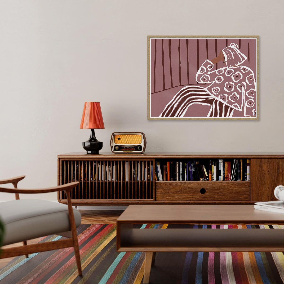 WF1409FL - Cosy Lounging Large Framed Print