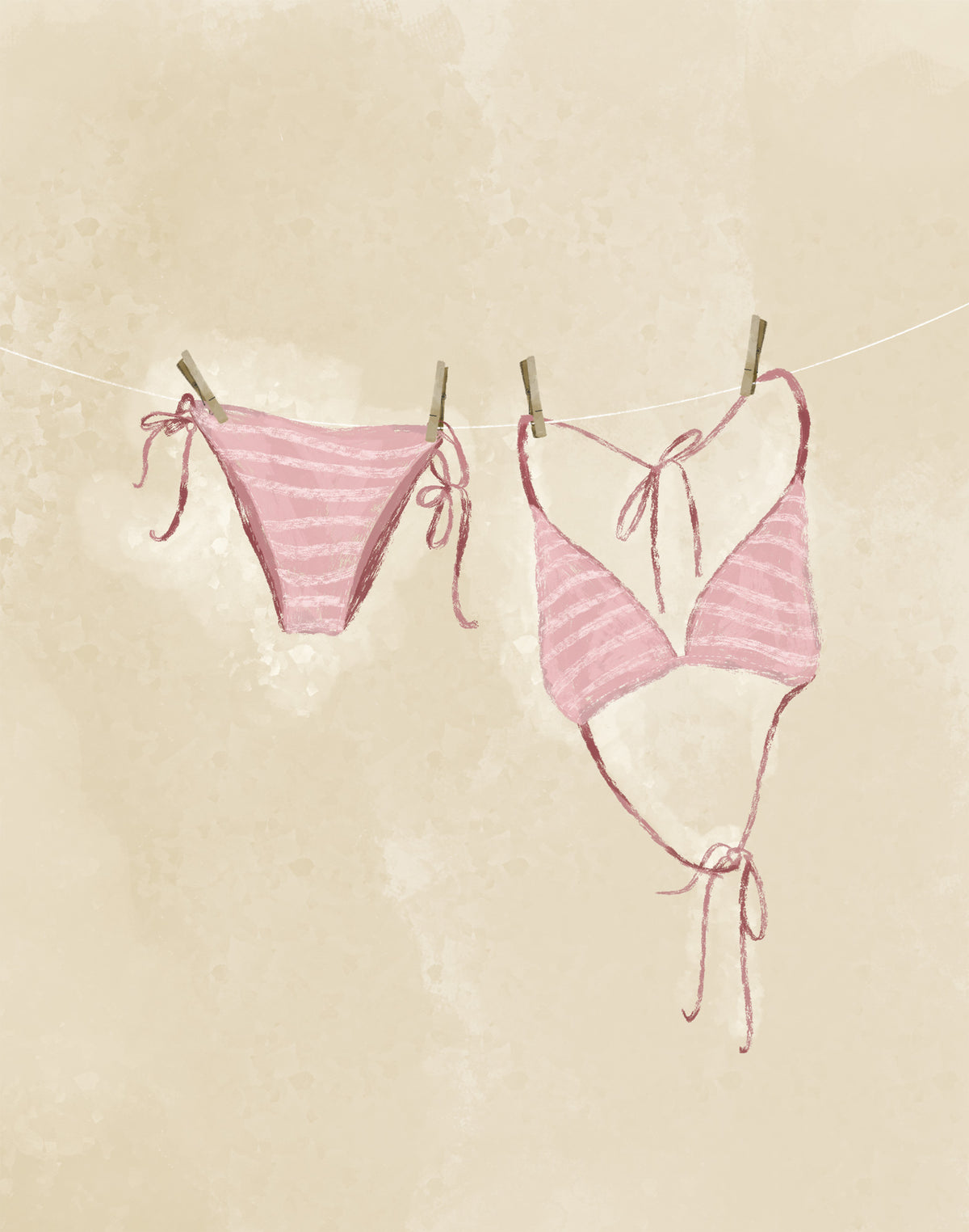 WF1411P - Pink Sriped Bikini Art Print
