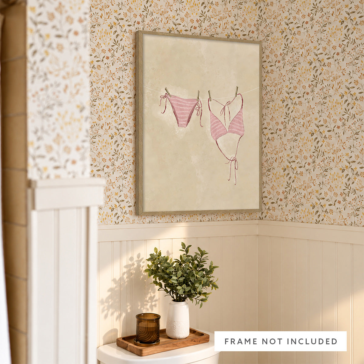 WF1411P - Pink Sriped Bikini Art Print