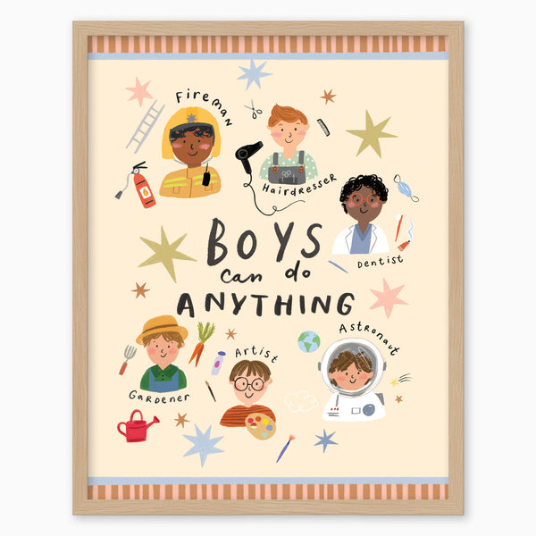 WF1414F - Boys Can Do Anything Framed Print