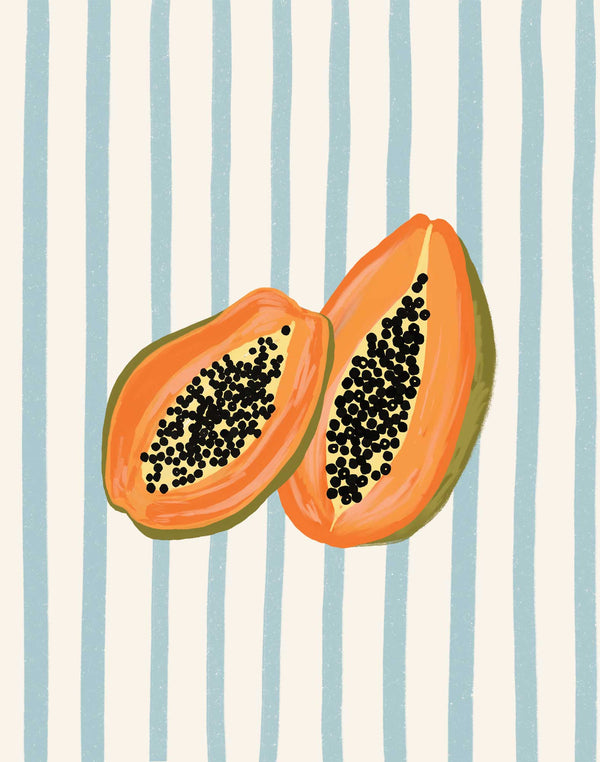 WF1421P - Blue Striped Papaya Art Print