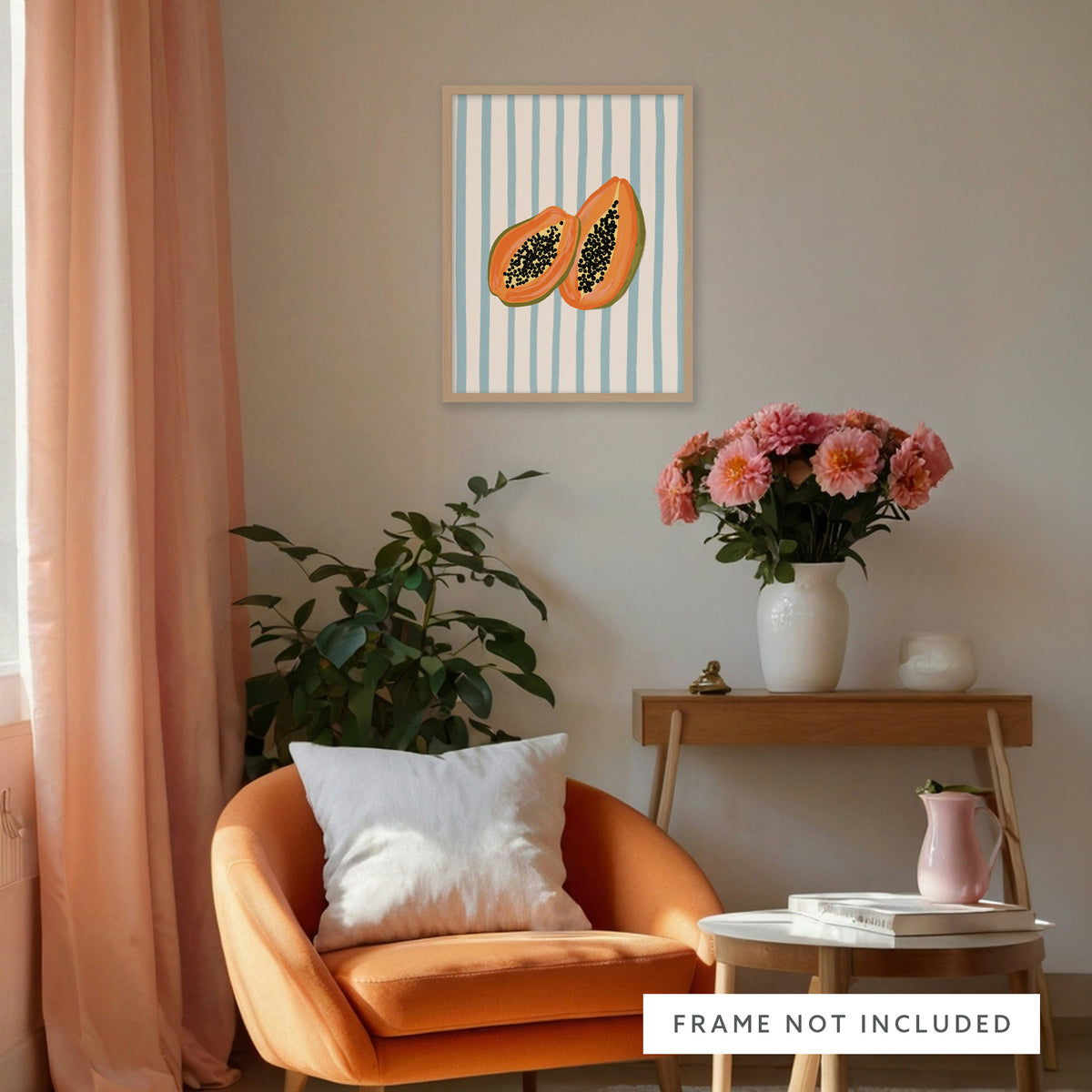 WF1421P - Blue Striped Papaya Art Print