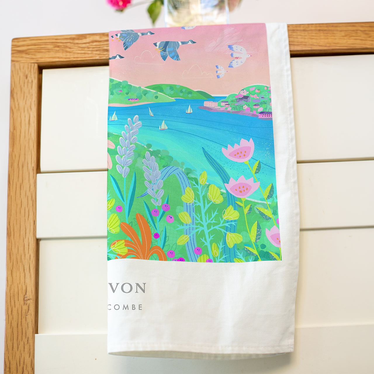 Tea Towel-WTT140 - Salcombe Brights Tea Towel-Whistlefish