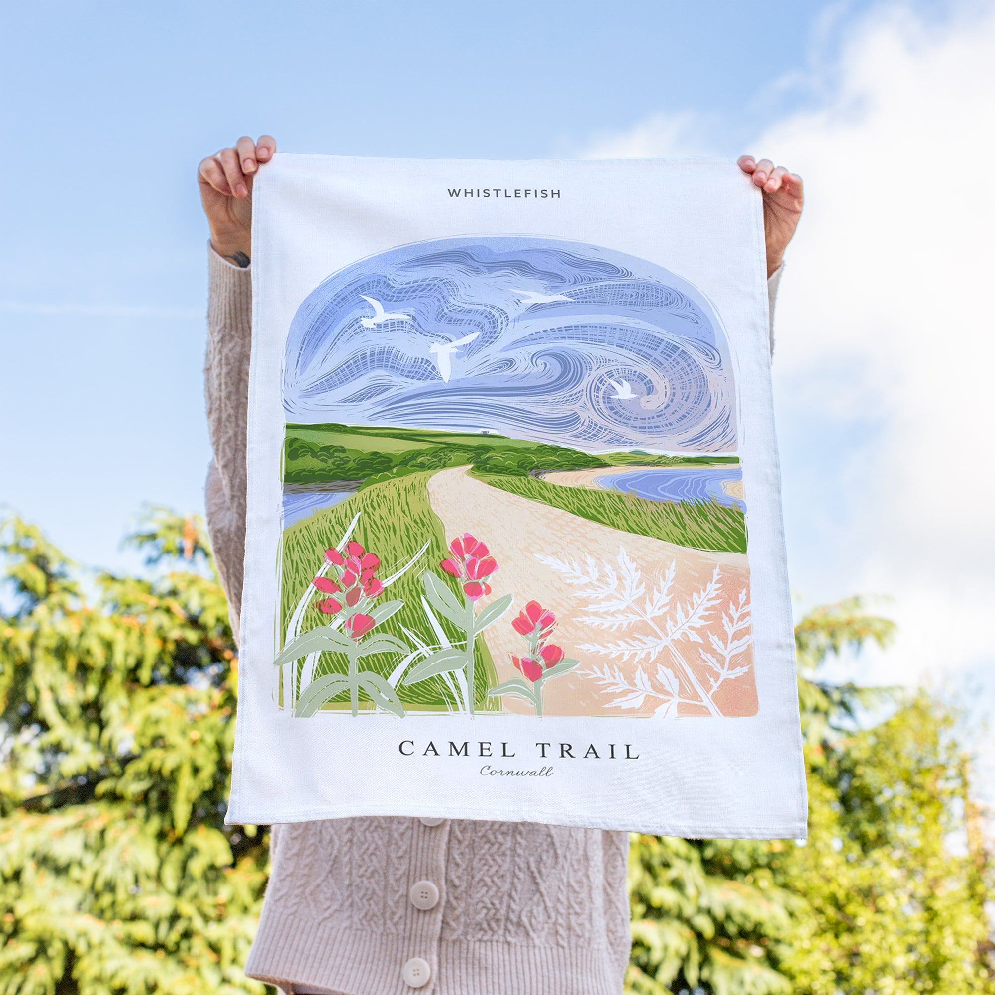 Tea Towel-WTT258 - Camel Trail Arched Lino Tea Towel-Whistlefish