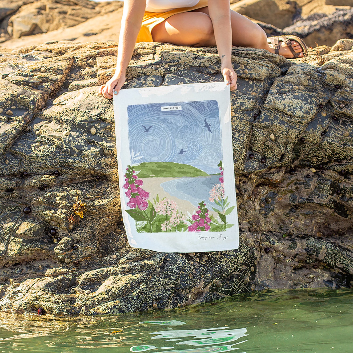Daymer Bay Lino Tea Towel - Whistlefish