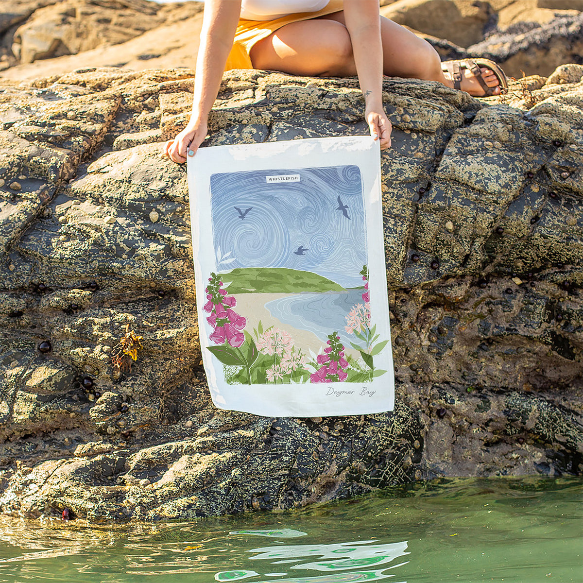 Daymer Bay Lino Tea Towel - Whistlefish