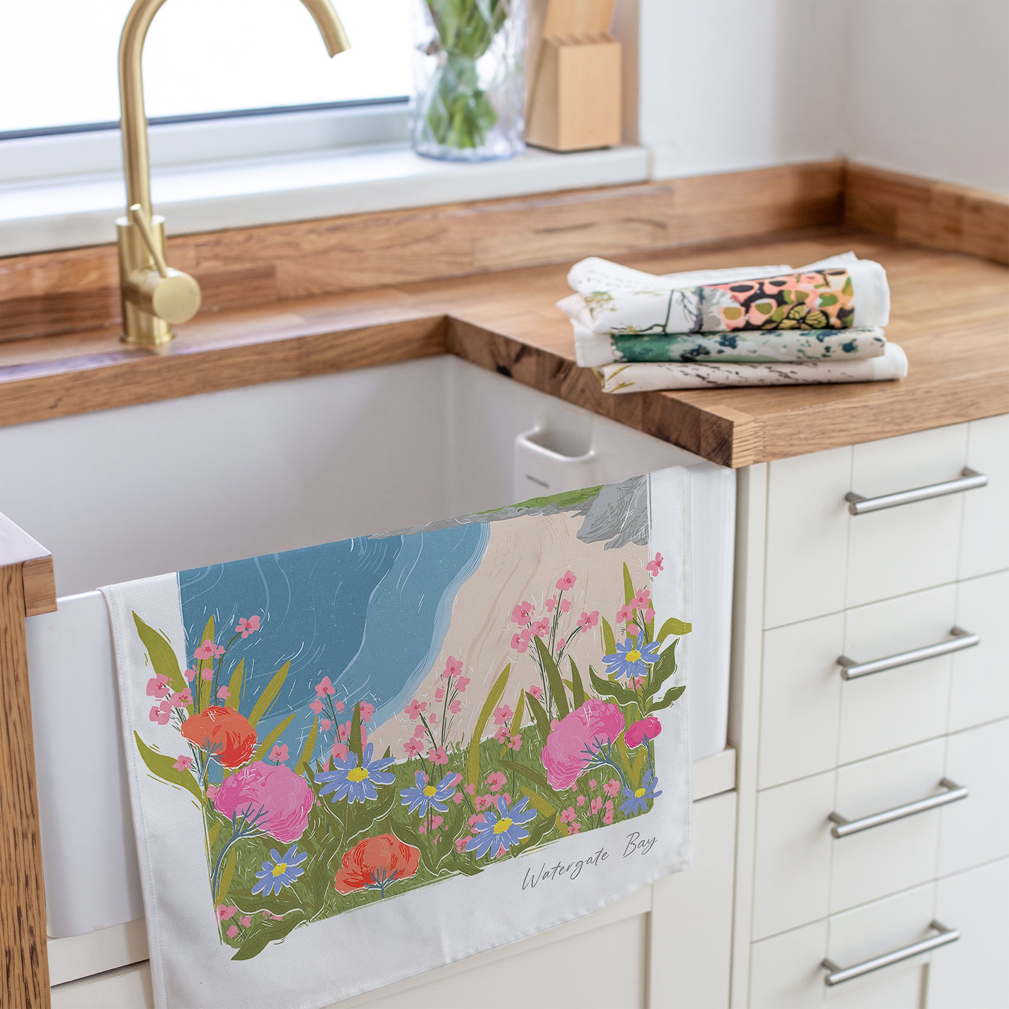 Watergate Bay Lino Tea Towel - Whistlefish
