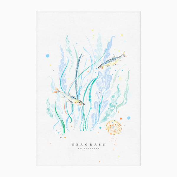 Tea Towel-WTT336 - Seagrass Swimming Tea Towel-Whistlefish