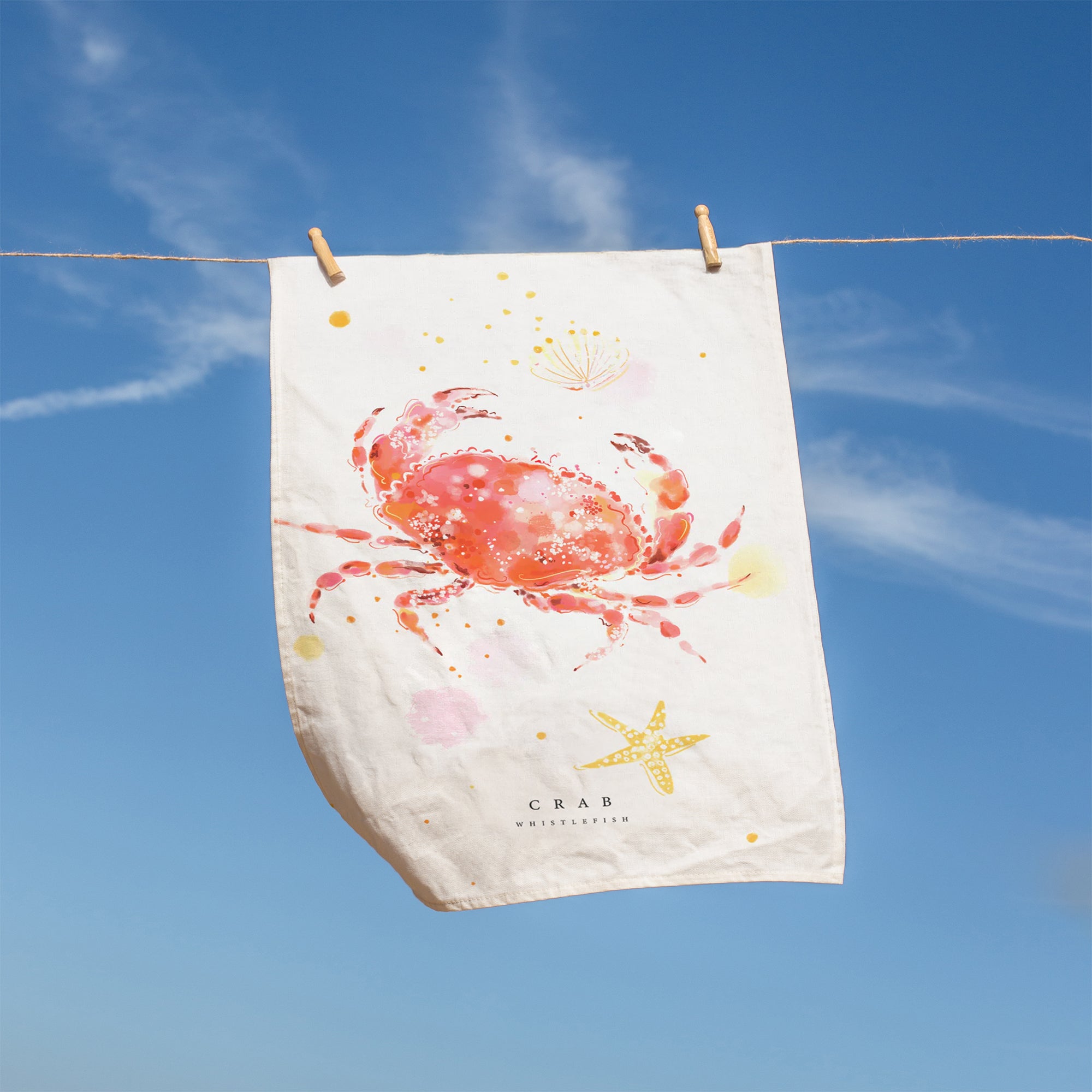 Tea Towel-WTT338 - Crab Tea Towel-Whistlefish