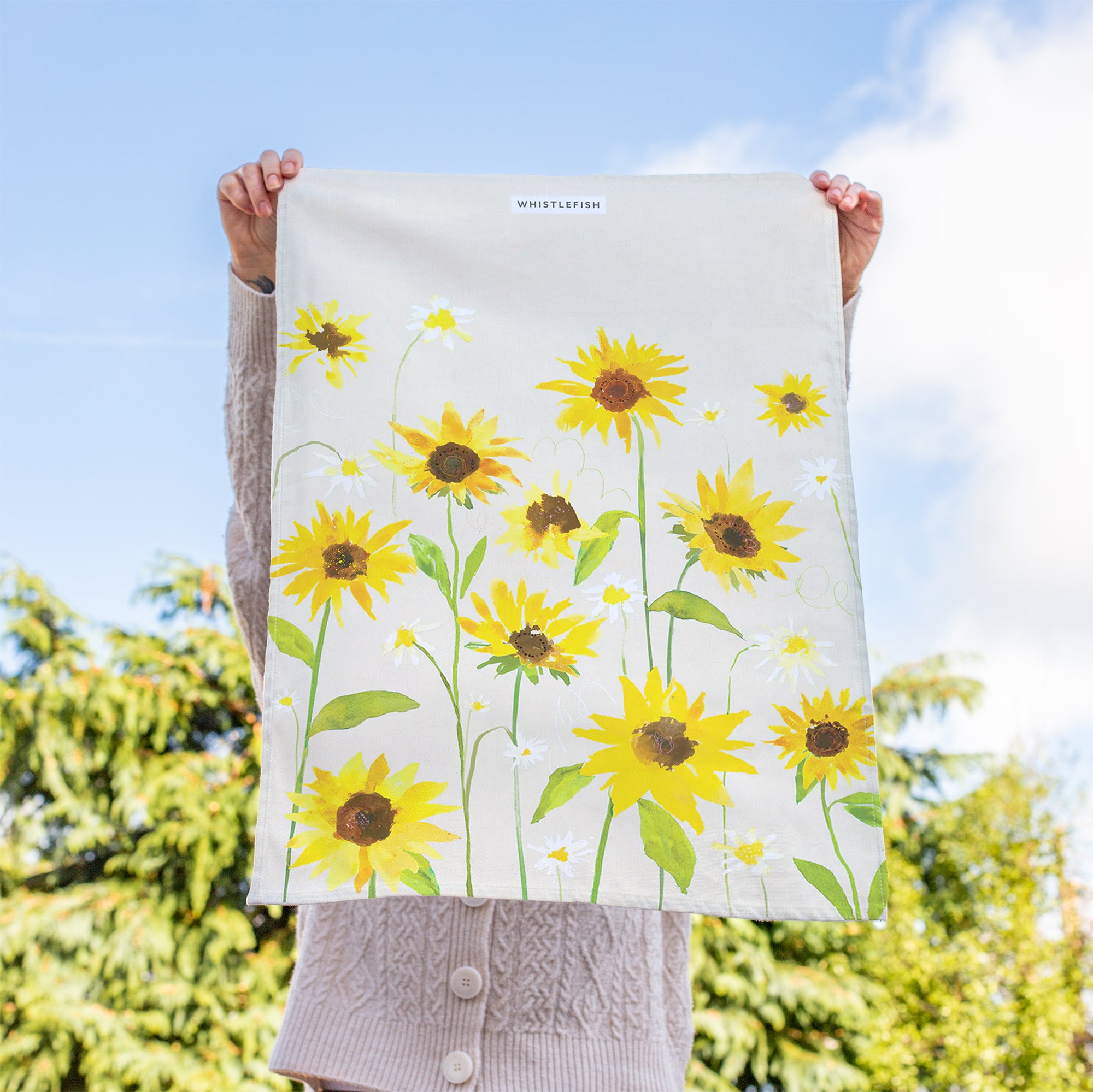 Tea Towel-WTT339 - Sunflower Bloom Tea Towel-Whistlefish