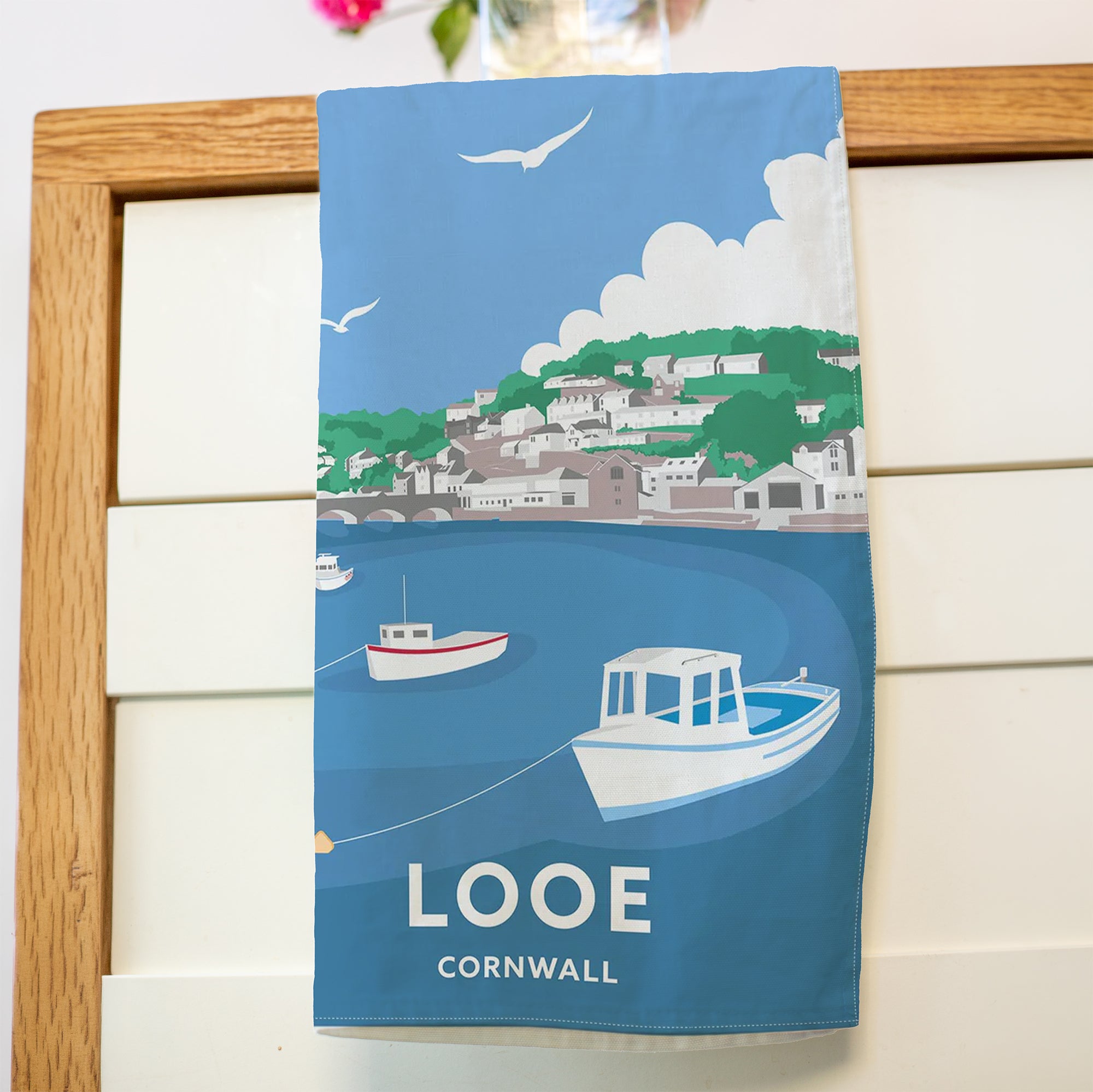 Tea Towel-WTT77 - Looe Cornwall Tea Towel-Will Thompson