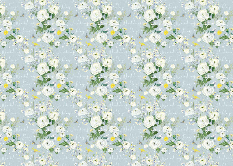 Wrapping Paper - GWP09 - Wedding Flowers Blue Wrapping Paper - Wedding Flowers Blue Wrapping Paper - Whistlefish