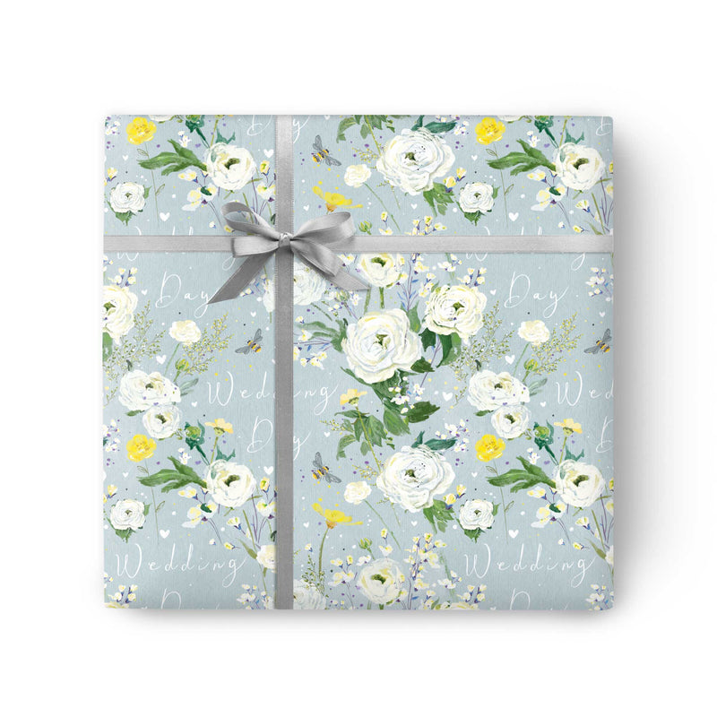 Wrapping Paper - GWP09 - Wedding Flowers Blue Wrapping Paper - Wedding Flowers Blue Wrapping Paper - Whistlefish