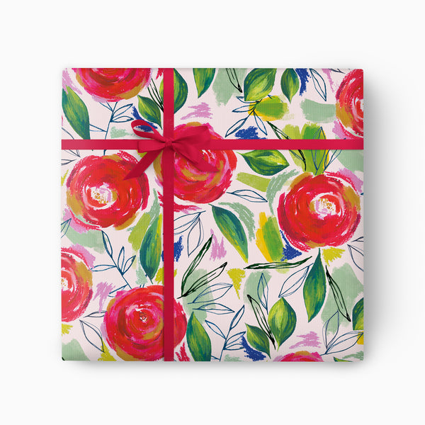 Wrapping Paper-GWP101 - Painty Pastel Floral Wrapping Paper-Whistlefish