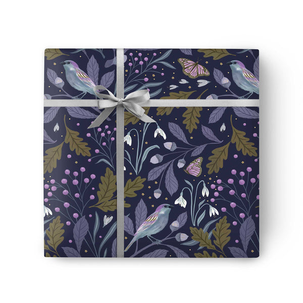 Wrapping Paper - GWP21 - Kelmscott Purple Bird Wrapping Paper - Kelmscott Purple Bird Wrapping Paper - Whistlefish