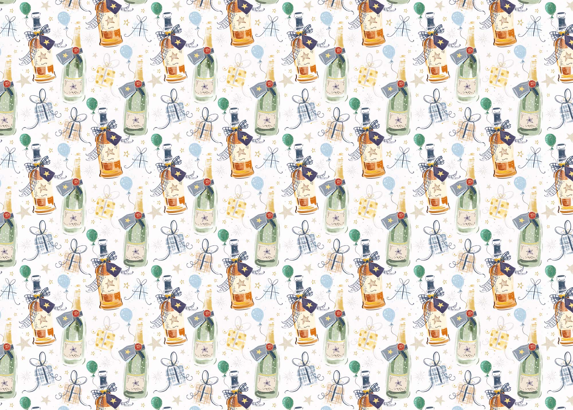 Wrapping Paper - GWP27 - Raise a Glass Wrapping Paper - Male Bottles Wrapping Paper - Whistlefish