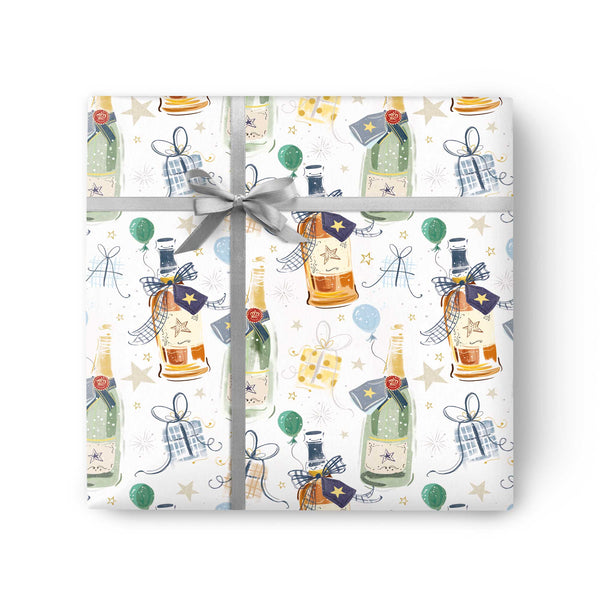 Wrapping Paper - GWP27 - Raise a Glass Wrapping Paper - Male Bottles Wrapping Paper - Whistlefish