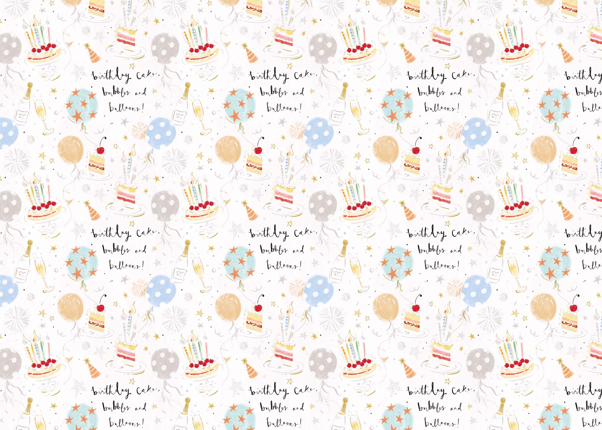 Wrapping Paper - GWP35 - Cake, Bubbles & Balloons Wrapping Paper - Cake, Bubbles & Balloons Wrapping Paper - Whistlefish