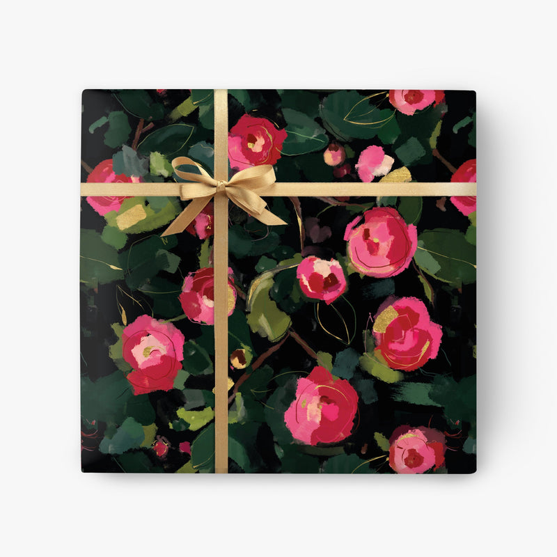 Wrapping Paper - GWP77 - Dark Winter Camellia Wrapping Paper - Dark Winter Camellia Dark Wrapping Paper - Whistlefish