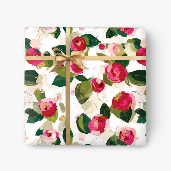 Wrapping Paper - GWP78 - Light Winter Camellia Wrapping Paper - Winter Camellia Light Wrapping Paper - Whistlefish