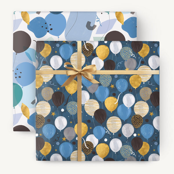 Wrapping Paper - WWP117 - Blue Balloons Gift Wrap - BLUE BALLOONS GIFT WRAP - Wrapping Paper - Whistlefish