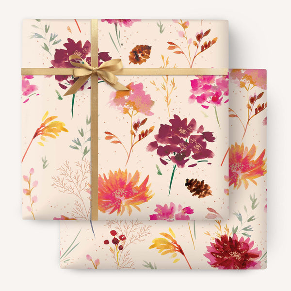 Wrapping Paper - WWP119 - Autumn Flowers Wrapping Paper - 