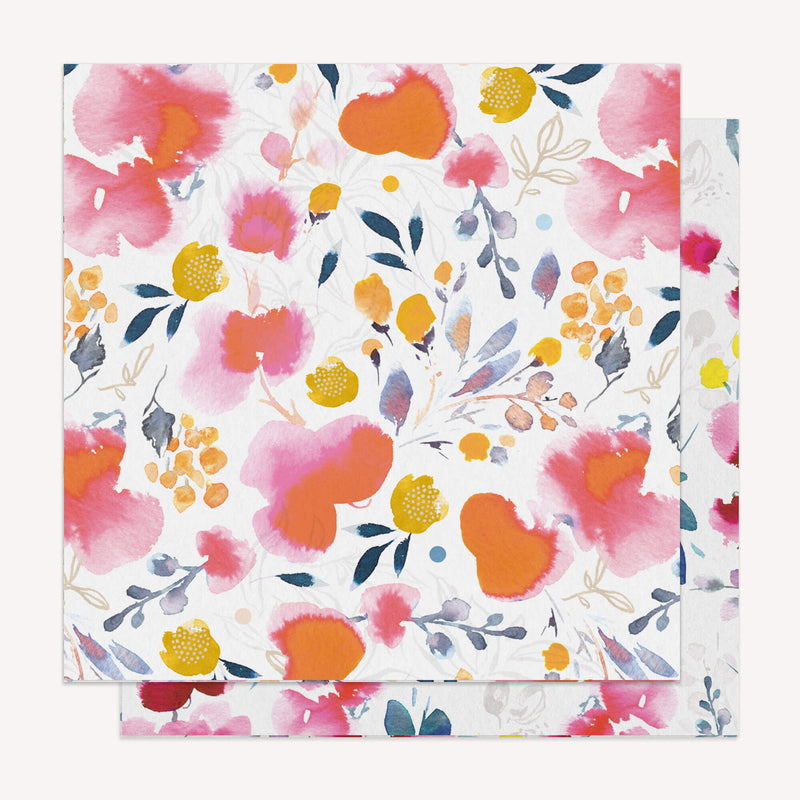 Red Orange Yellow Blue Floral Wrapping Paper Watercolor · Creative Fabrica