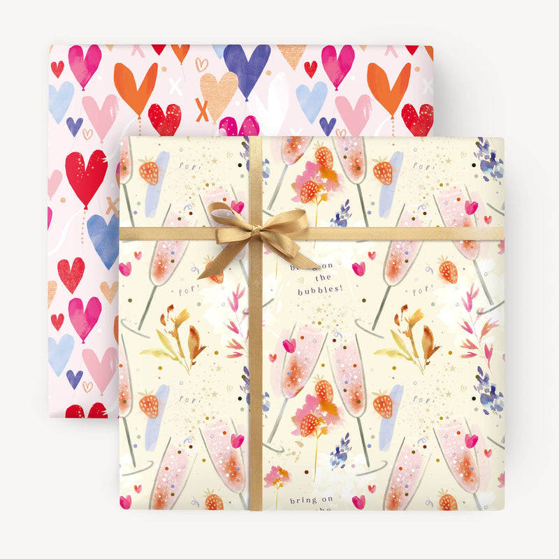 Wrapping Paper - WWP97 - Bubble & Hearts Wrapping Paper - 