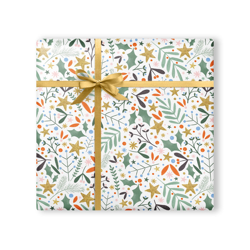Wrapping Paper - WWX318 - Star and Holly Wrapping Paper - 