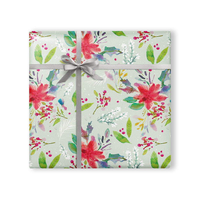 Wrapping Paper - WWX319 - Ink Grey Poinsettia Wrapping Paper - 