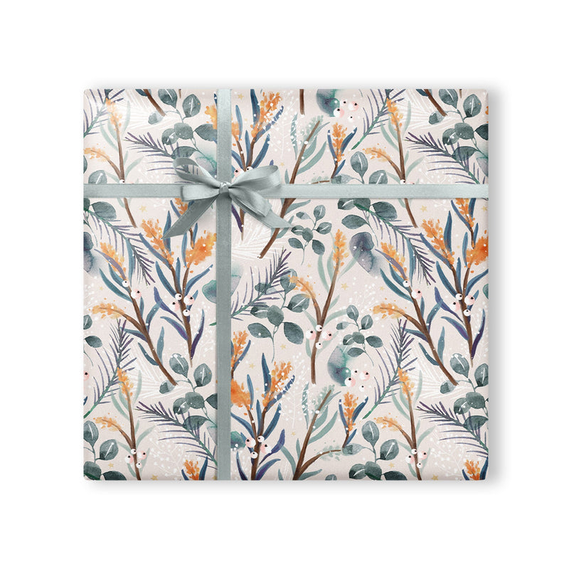 Wrapping Paper - WWX322 - Ink Orange Foliage Wrapping Paper - 