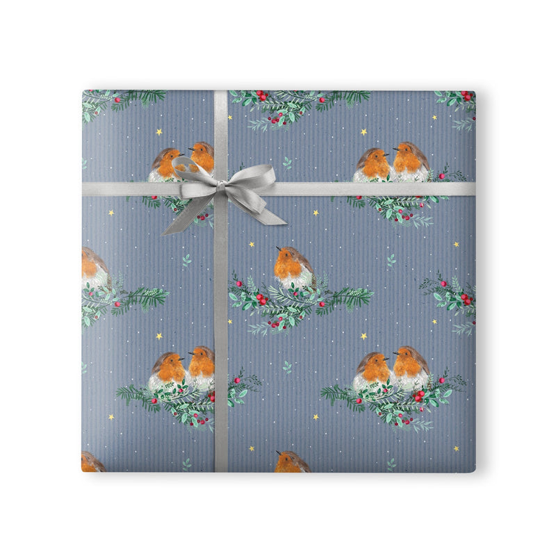 Wrapping Paper - WWX334 - Blue Robins Wrapping Paper - 