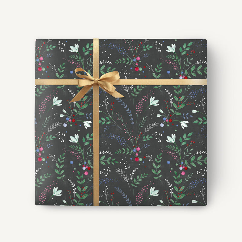 Wrapping Paper - WWX338 - Dark Floral Wrapping Paper - 