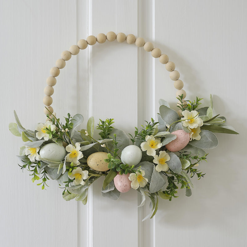 Wreath-BN-124 - Wooden Bead and Foliage Spring Wreath-Ginger Ray