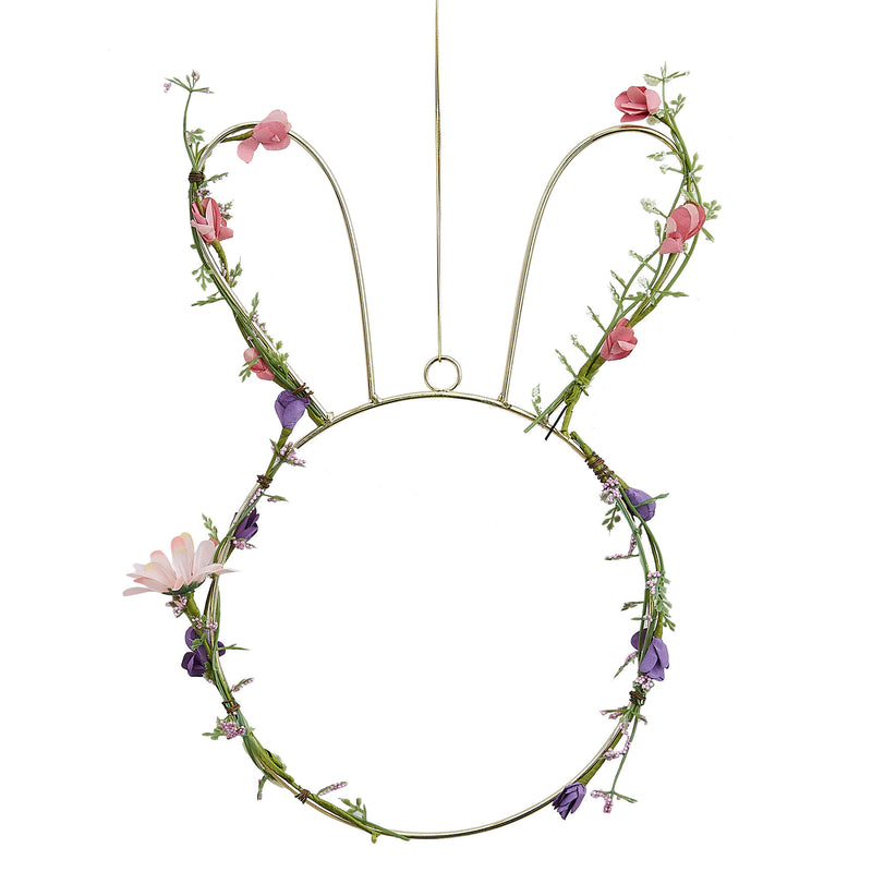 Wreath - HOP-117 - Contemporary Easter Bunny Wreath - Contemporary Easter Bunny Wreath with Foliage - Whistlefish