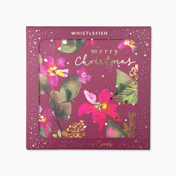 Christmas Card Pack-XPK26-002 - Deep Winter Floral Christmas Card Pack-Whistlefish