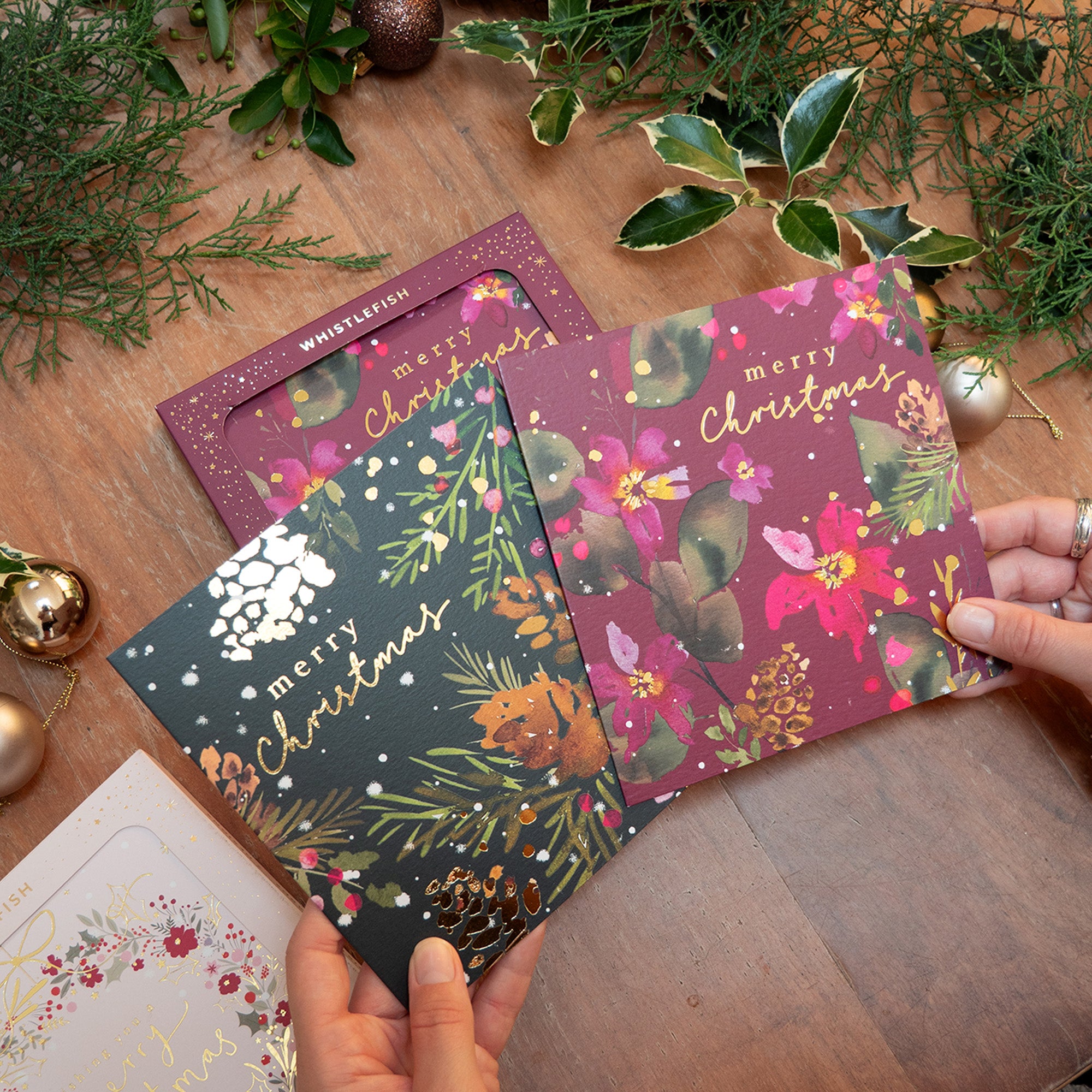Christmas Card Pack-XPK26-002 - Deep Winter Floral Christmas Card Pack-Whistlefish