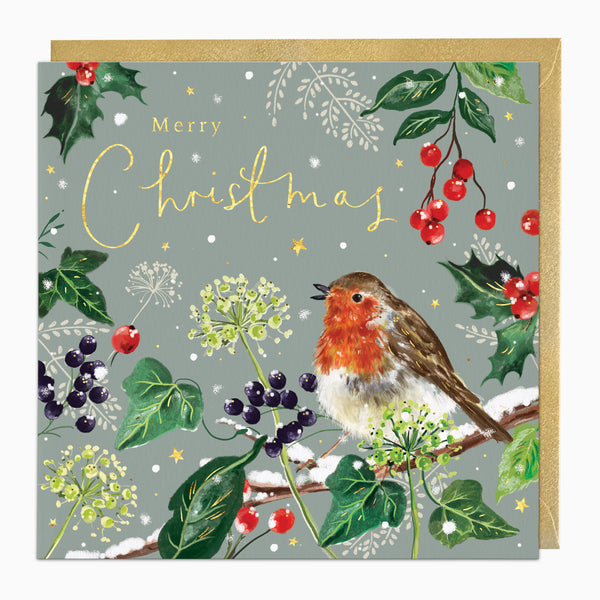 ZA001 - Robin Among the Berries Christmas Card