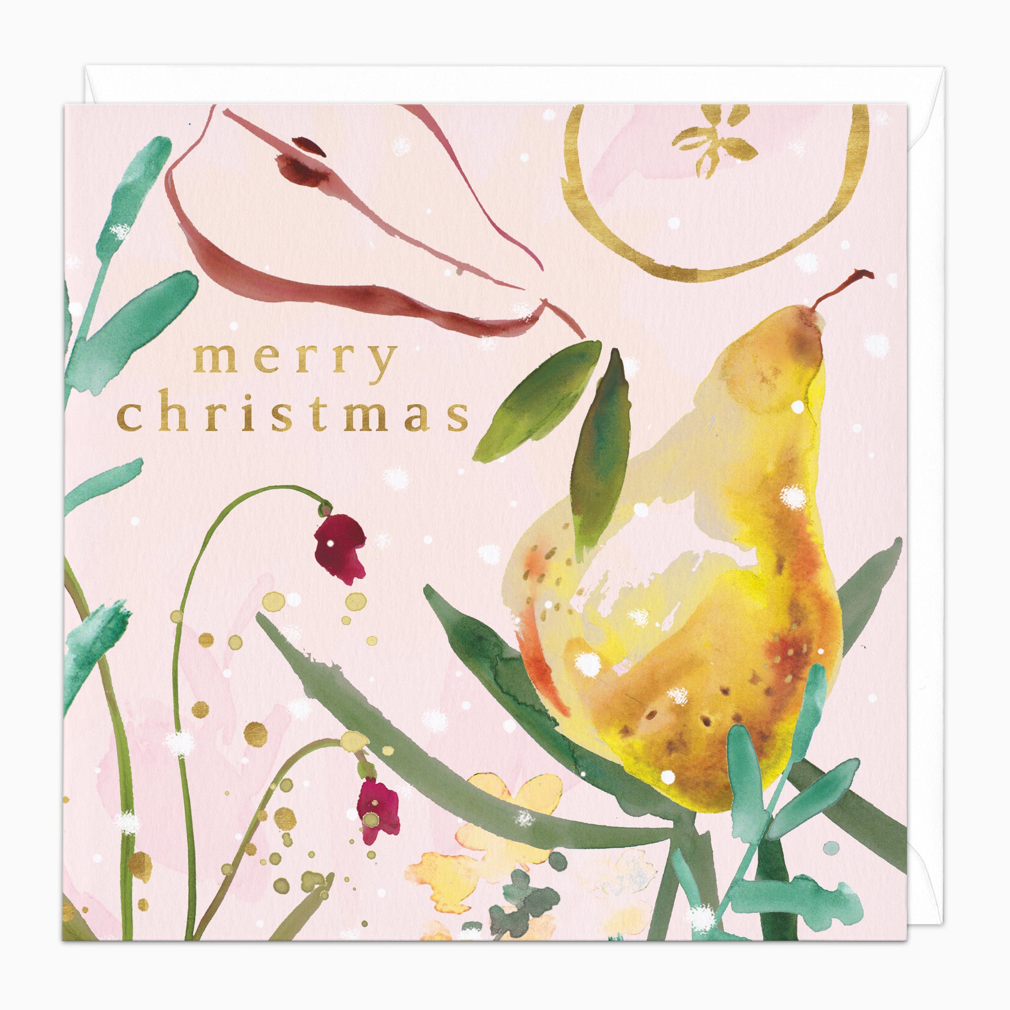 ZA010 - Pear Winter Blooms Christmas Card