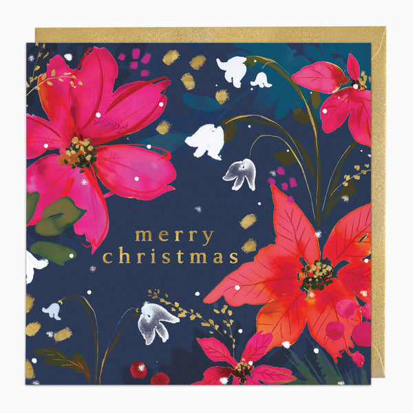 ZA013 - Midnight Poinsettias Christmas Card