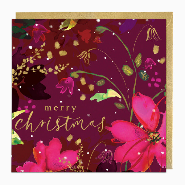 ZA014 - Velvet Winter Flowers Christmas Card