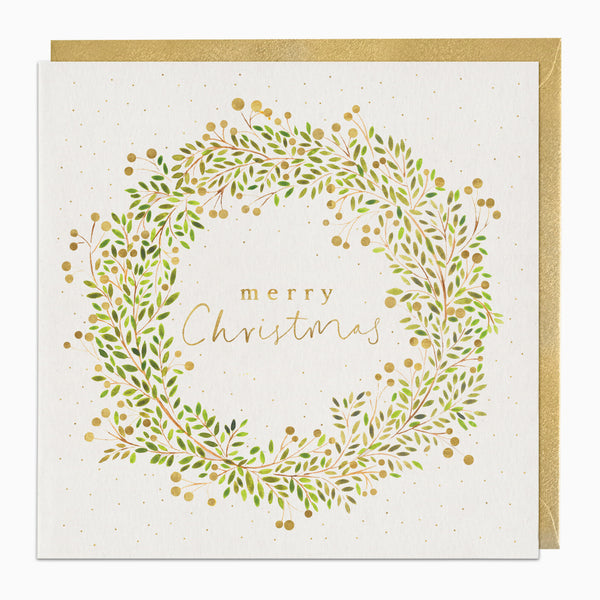 ZA025 - Golden Wreath Christmas Card