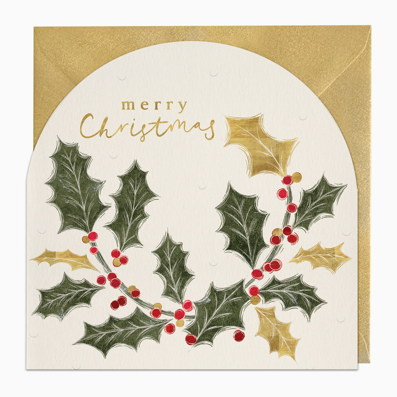 ZA034 - Golden Holly Christmas Card