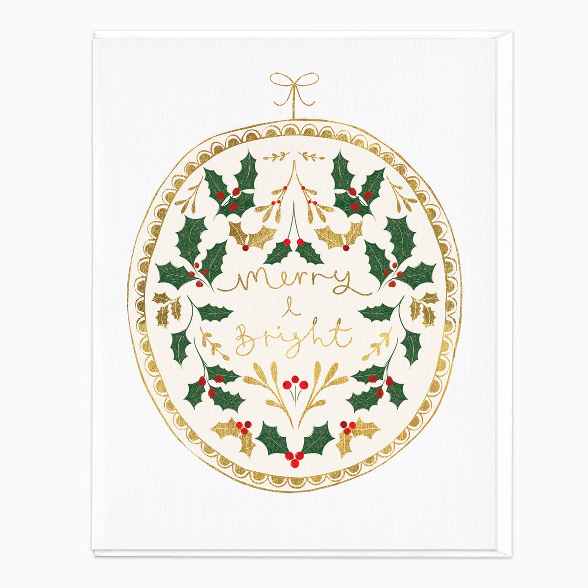 Merry & Bright Holly Christmas Card - Whistlefish