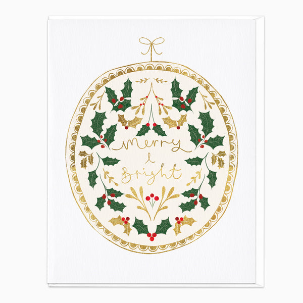 ZA044 - Merry & Bright Holly Christmas Card