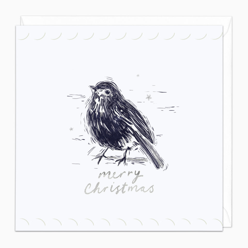 Silver Highlights Robin Christmas Card - Whistlefish