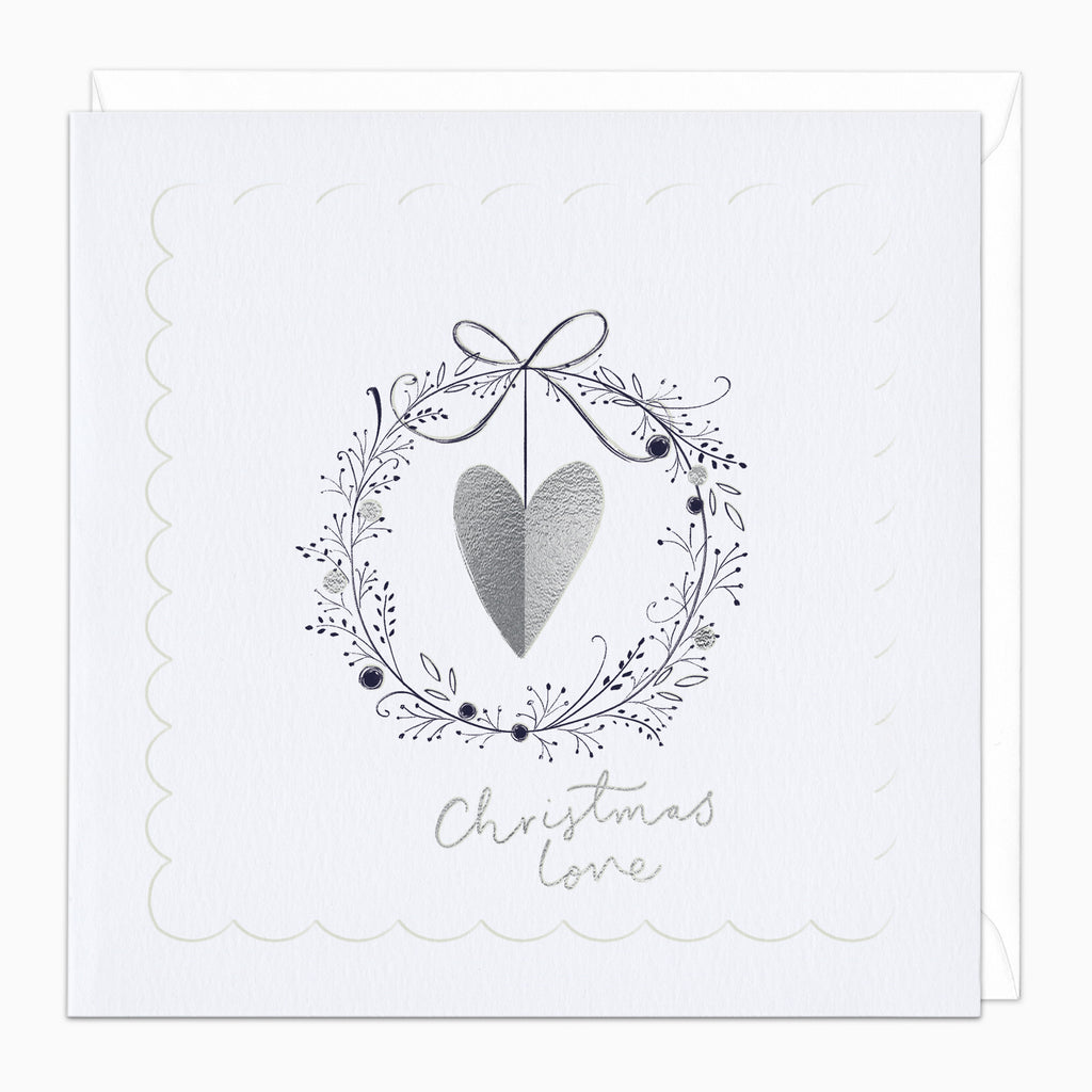 Silver Highlights Heart Christmas Card - Whistlefish