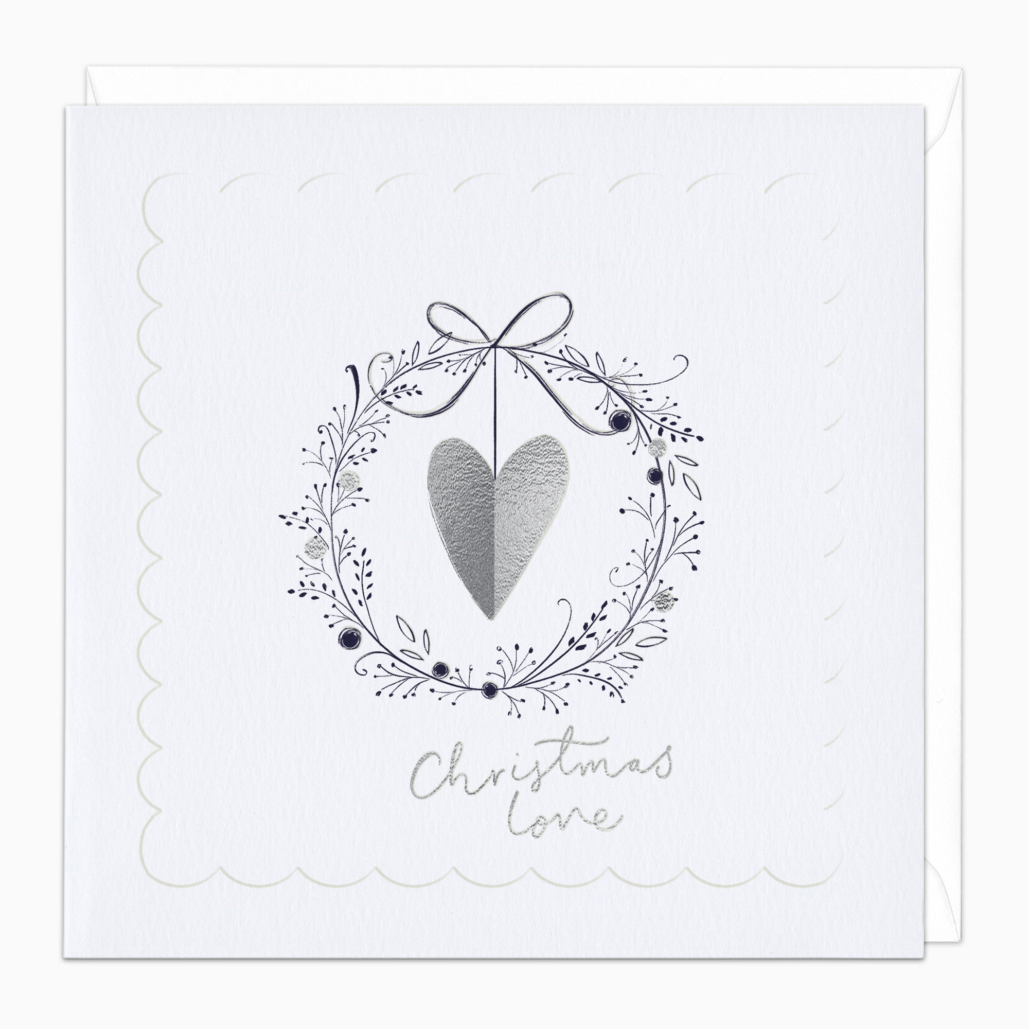 Silver Highlights Heart Christmas Card - Whistlefish