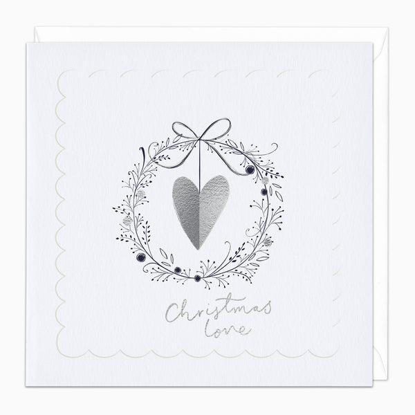 ZA058 - Silver Highlights Heart Christmas Card