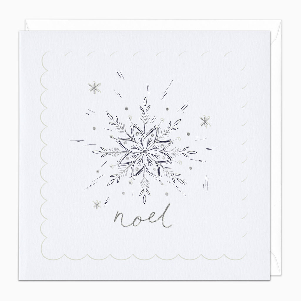 Silver Highlights Noel Star Christmas Card - Whistlefish